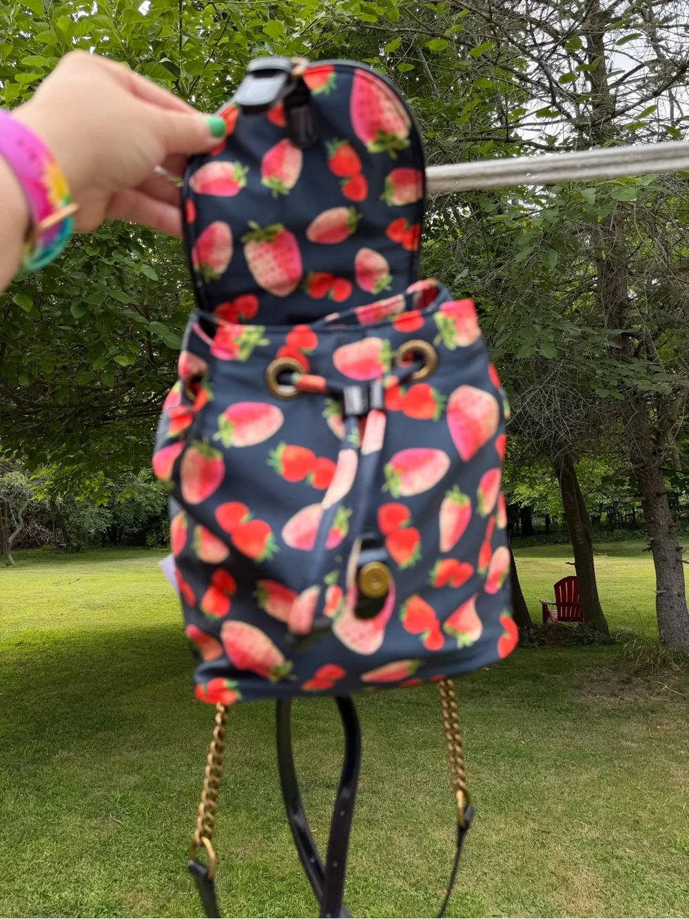 Kurt Geiger London Portobello Strawberry Print Small Backpack NWT